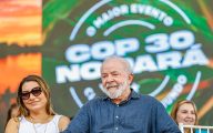 17.06.2023 - Presidente da República, Luiz Inácio Lula da Silva, durante cerimônia de anúncio da realização da COP 30 no município de Belém, em 2025, e de assinatura da ordem de serviço para início das obras do Porto Futuro II.
Belém - PA.

Foto: Ricardo Stuckert/PR