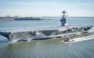 170408-N-WZ792-198 NEWPORT NEWS, Va. (April 8, 2017) The future USS Gerald R. Ford (CVN 78) underway on its own power for the first time. The first-of-class ship -- the first new U.S. aircraft carrier design in 40 years -- will spend several days conducting builder's sea trials, a comprehensive test of many of the ship's key systems and technologies. (U.S. Navy photo by Mass Communication Specialist 2nd Class Ridge Leoni/Released)