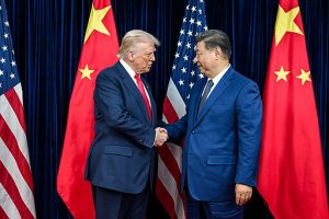 President Donald Trump greets Chinese President Xi Jinping before a bilateral meeting at the Gimhae International Airport terminal, Thursday, October 30, 2025, in Busan, South Korea. (Official White House Photo by Daniel Torok)