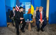President Donald Trump participates in a bilateral meeting with Ukrainian president Volodymyr Zelenskyy, Wednesday, June 25, 2025, during the 2025 NATO Summit at the World Forum in The Hague, Netherlands. (Official White House Photo by Daniel Torok)