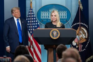 President Donald Trump holds a press conference with Attorney General Pam Bondi and Deputy Attorney General Todd Blanche in the James S. Brady Press Briefing Room on Friday, June 27, 2025. (Official White House Photo by Abe McNatt)