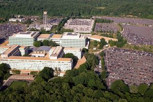 Aerial view of the Central Intelligence Agency headquarters.