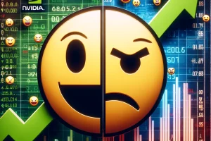 DALL·E 2024-03-01 17.02.26 - Create an image with two abstract faces, resembling emoji expressions, one with a smile and the other with an angry expression, against the backdrop o