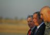 President of the United States, George W. Bush, talks with Gen. Ray Odierno, commanding general, Multi-National Force – Iraq and Ambassador Ryan Crocker after his arrival at Baghdad International Airport, Victory Base Complex, Iraq, Dec. 14.  Bush is in country for his last presidential visit with the troops.