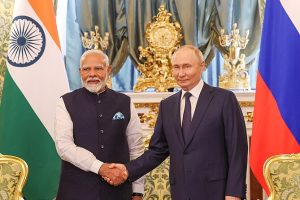 PM in a bilateral meeting with the President of the Russian Federation, Mr. Vladimir Putin, in Moscow, Russia on July 09, 2024.