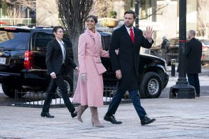 U.S. President-elect Donald Trump and Vice President-elect JD Vance attend a service at St. John’s Church Lafayette Square on Inauguration Day in Washington, D.C., Jan. 20, 2025. (DHS photo by Tia Dufour)