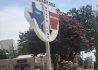 a sign saying texarkana state line with arkansas and texas on either side 
Texarkana is a city that straddles Texas and Arkansas,