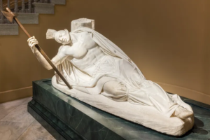 The Dying Tecumseh,' a marble sculpture at the Smithsonian, depicts the Shawnee leader in a heroic light. (Image credit: Frederick Pettrich, Smithsonian American Art Museum, CC)