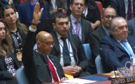 联合国图片 美国大使罗伯特·A·伍德在安理会投票反对巴勒斯坦问题决议草案