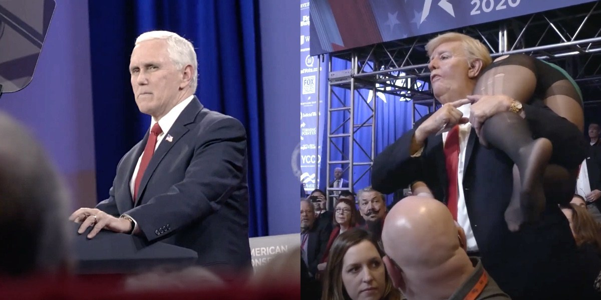 Sacha Baron Cohen Crashes Mike Pence's CPAC Speech Disguised as Trump in ' Borat 2:' WATCH - Towleroad Gay News