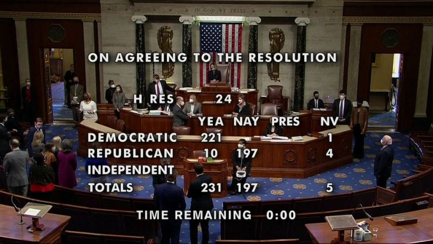 US House of Representatives votes for second Donald Trump impeachment - ABC  News